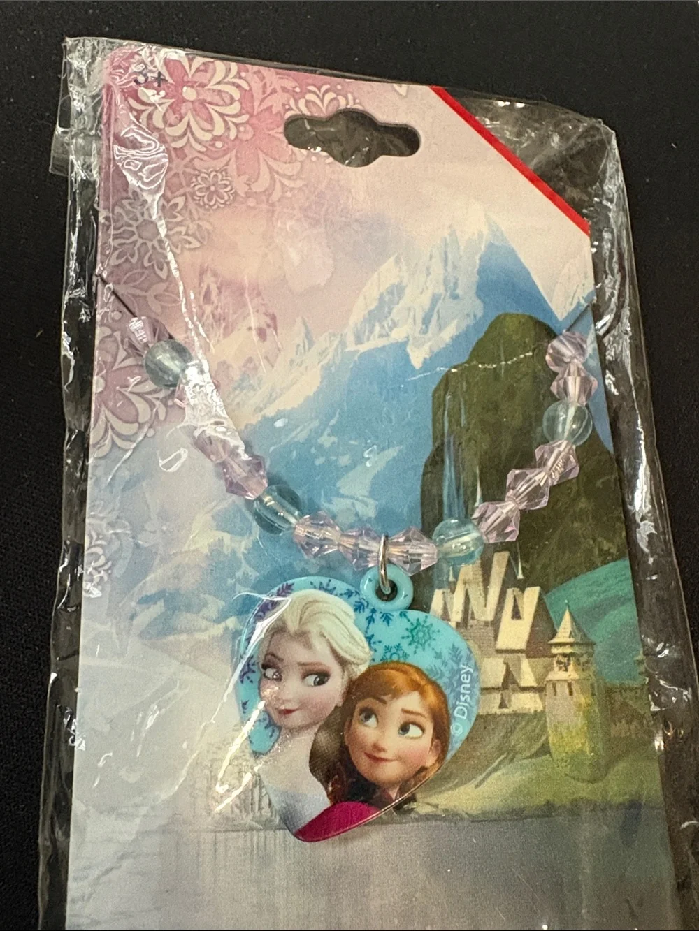 Disney Frozen Heart Pendant Necklace - Blue & Pink Beads